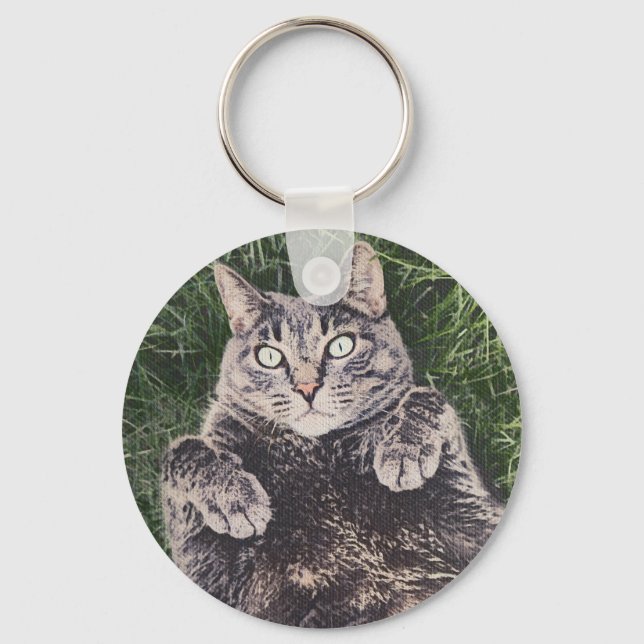 Chaveiro Gato Deitado na Grama (Verso)