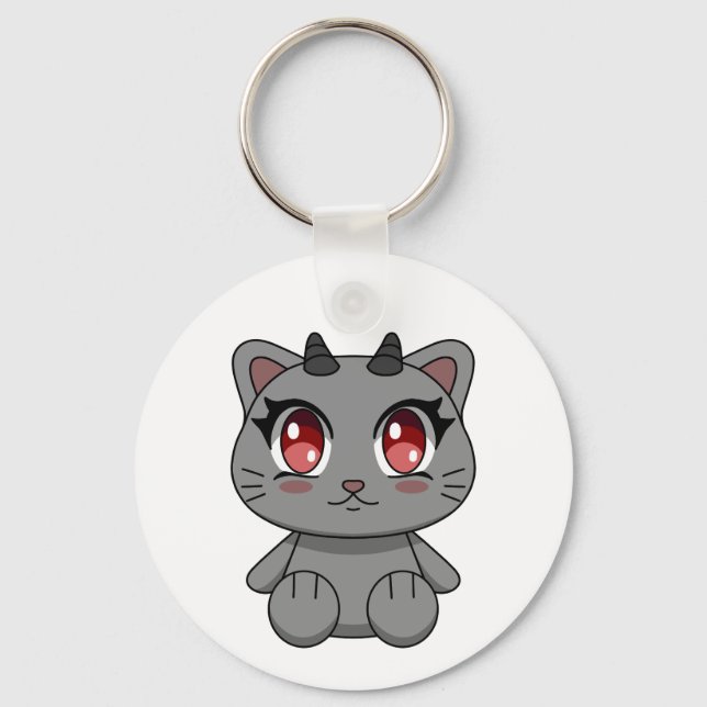 Chaveiro Gato Demônio de Kawaii Cute (Frente)