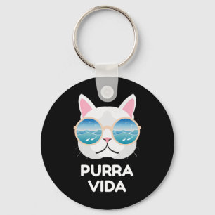 Chaveiro Gato Divertido Pura Vida - Costa Rica Surfe Ondas 