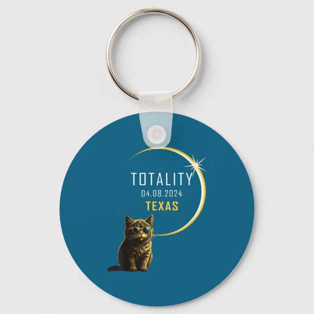 Chaveiro Gato do Eclipse Solar Total do Texas (Frente)
