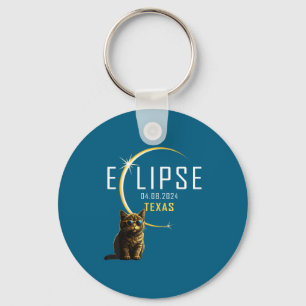 Chaveiro Gato do Eclipse Total Solar do Texas