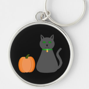 Chaveiro Gato e Abóbora do Halloween
