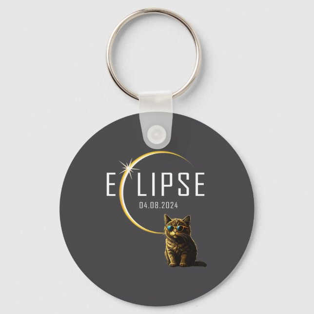 Chaveiro Gato Eclipse Solar Total 2024 Totalidade Gato Engr (Frente)