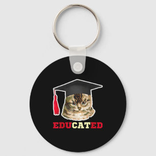 Chaveiro Gato educado em touca de formatura presente engraç