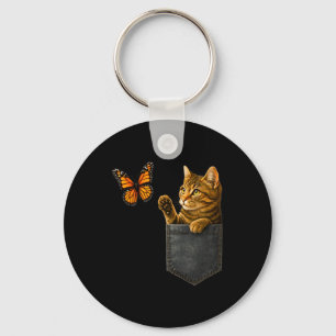 Chaveiro Gato Engraçado Brincando Com Gato Borboleta No Bol