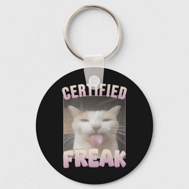 Chaveiro Gato Engraçado Certificado Meme Frenético (Frente)