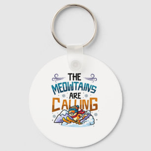 Chaveiro Gato engraçado de esqui as meowtanhas estão chaman