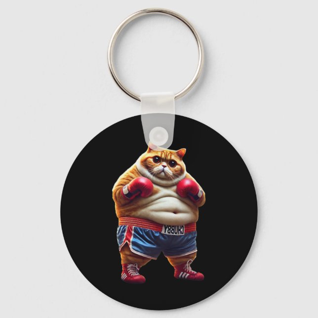 Chaveiro Gato Engraçado De Treinamento Em Boxing Com Luvas  (Frente)