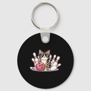 Chaveiro Gato engraçado jogando boliche Gato legal com ócul