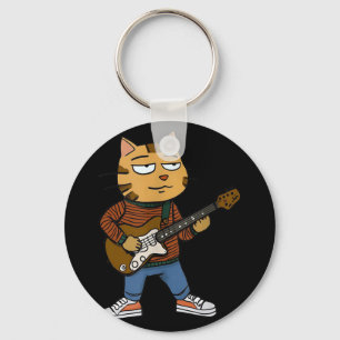 Chaveiro Gato Engraçado Jogando Cara De Violão Rock &am