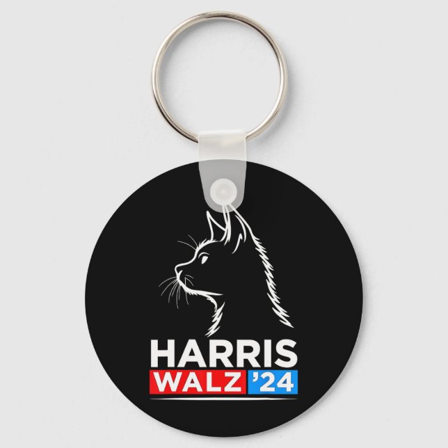 Chaveiro Gato Engraçado Lady Kamala Harris Waltz 2024 Eleiç (Frente)