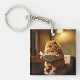 Chaveiro Gato Engraçado no Banheiro | Quirky Bathroom Humor