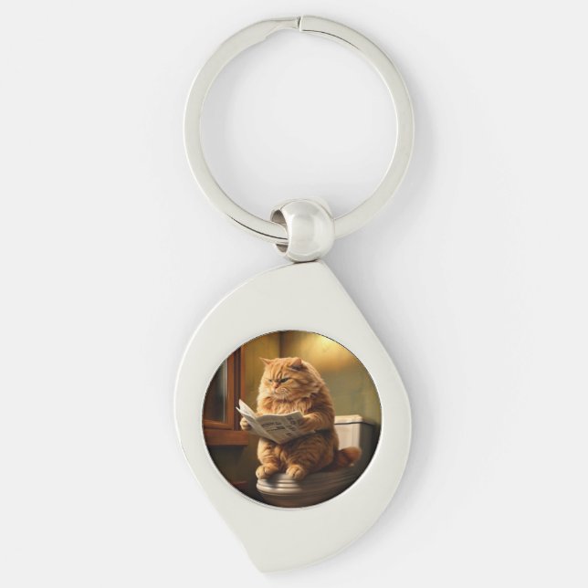Chaveiro Gato Engraçado no Banheiro | Quirky Bathroom Humor (Frente)