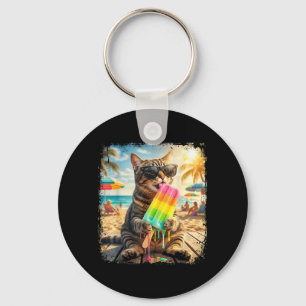 Chaveiro Gato Engraçado Picolé Verão Animal Óculos de Sol M