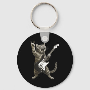 Chaveiro Gato Engraçado Tocando Guitarra Rock And Roll Home