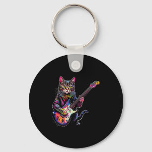 Chaveiro Gato Engraçado Tocando Guitarra Rock And Roll Pres