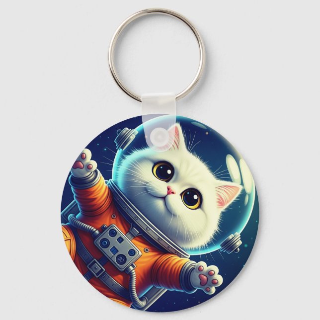 Chaveiro Gato Espacial Fofo (Frente)