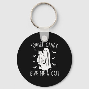 Chaveiro Gato Fantasma Engraçado de Halloween Esquece Doce