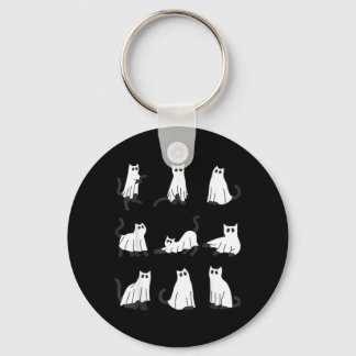 Chaveiro Gato Fantasma Fofo Design Divertido de Halloween g
