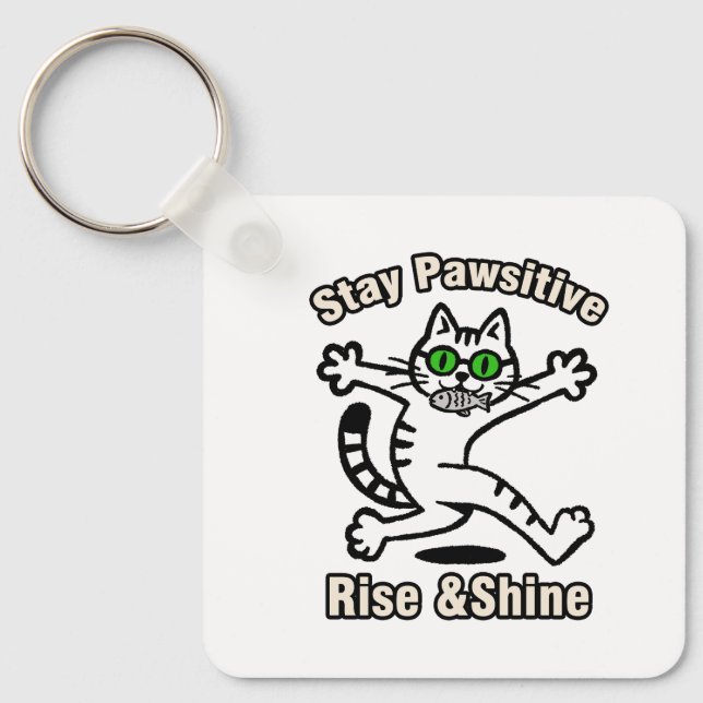 Chaveiro Gato Fique Positivo (Frente)