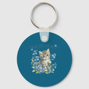 Chaveiro Gato fofo & flores presente fur-get-me-not mul