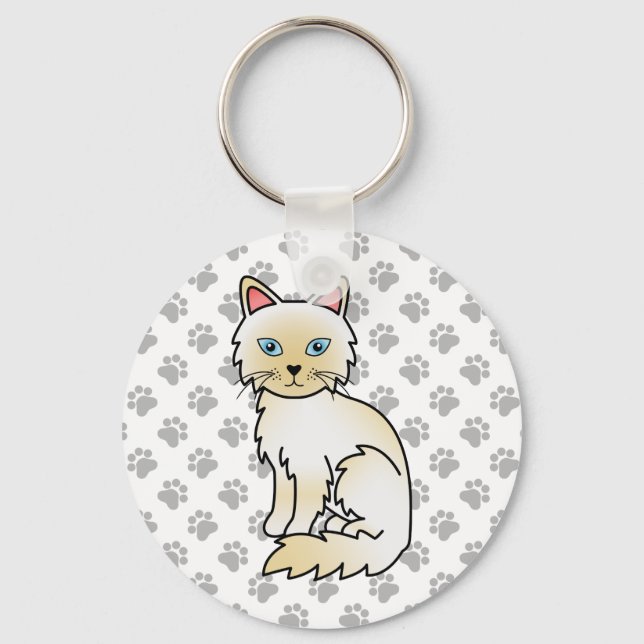 Chaveiro Gato Fofo Birman / Ragdoll Cream Point & Patas (Frente)