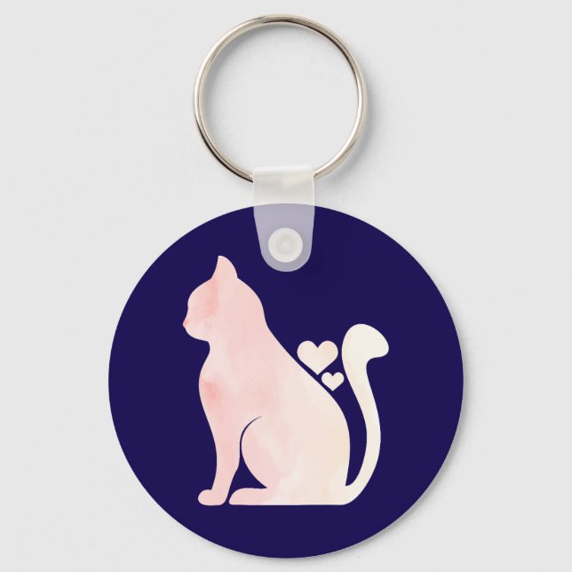 Chaveiro Gato Fofo com Corações (Frente)