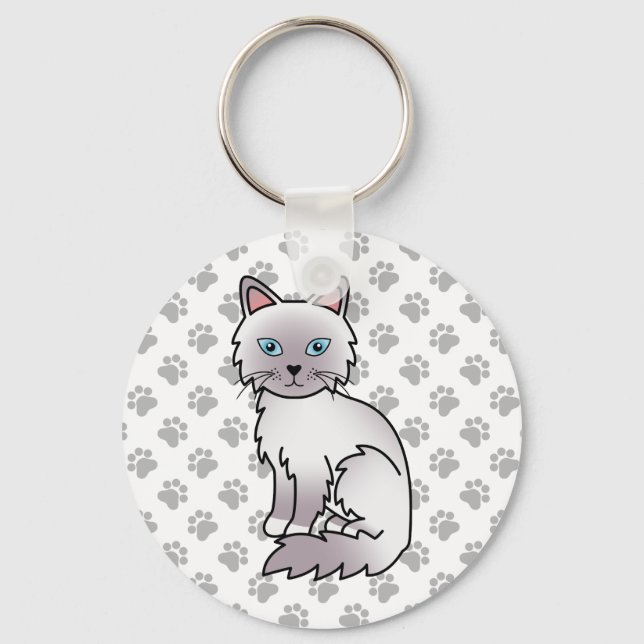 Chaveiro Gato Fofo de Lilac Point Birman / Ragdoll & Patinh (Frente)