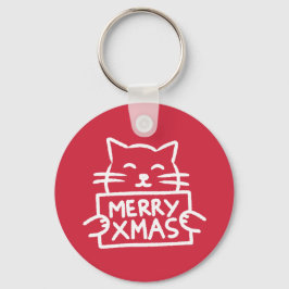 Chaveiro Gato Fofo Feliz Natal