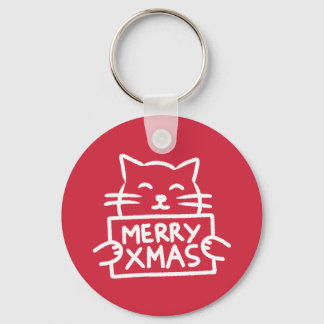 Chaveiro Gato Fofo Feliz Natal