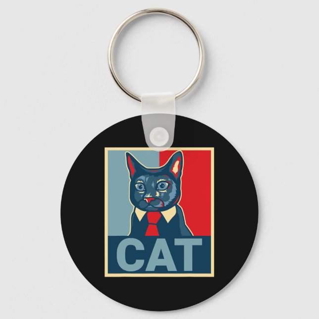 Chaveiro Gato Fofo Kitty Engraçado Republicano Democrata Es (Frente)