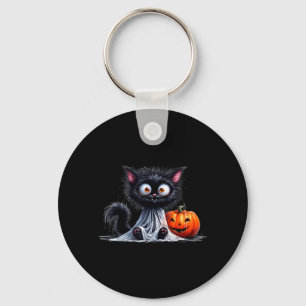 Chaveiro Gato Fofo Kitty Fantasma Halloween Abóbora Preta
