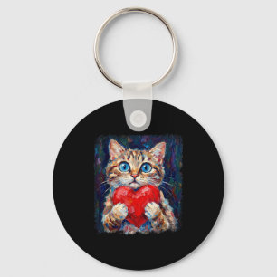 Chaveiro Gato Fofo Segurando Coração Dia dos Namorados Aman