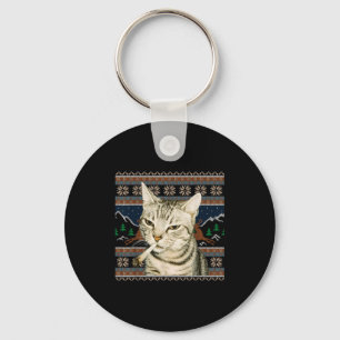 Chaveiro Gato Fumante Engraçado Meme Natal Suéter Feio Gato