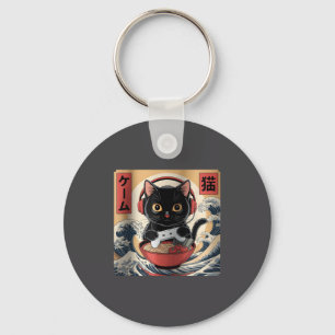 Chaveiro Gato Gamer Kawaii Fofo Ramen Japonês Retro Engraça