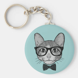 Chaveiro Gato Hipster com Gravata Borboleta de Bolinhas