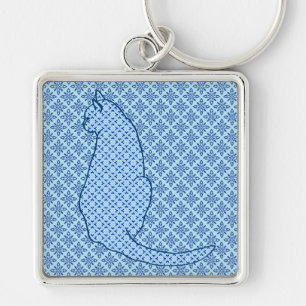 Chaveiro Gato Japonês - Blue Kimono Impressão