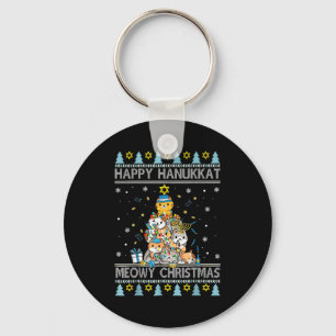 Chaveiro Gato Judeu Feliz Natal Feliz Hanukkah Chrismuk