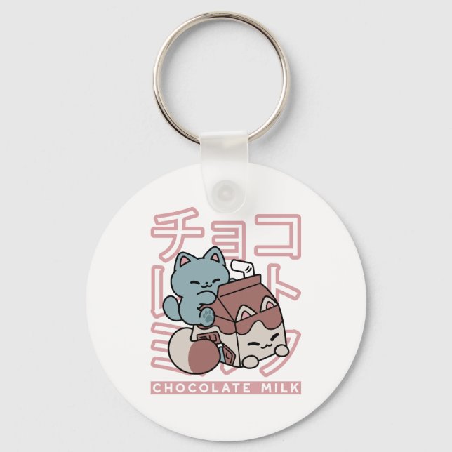 Chaveiro Gato Kawaii com Leite de Chocolate – Arte Pop Japo (Frente)