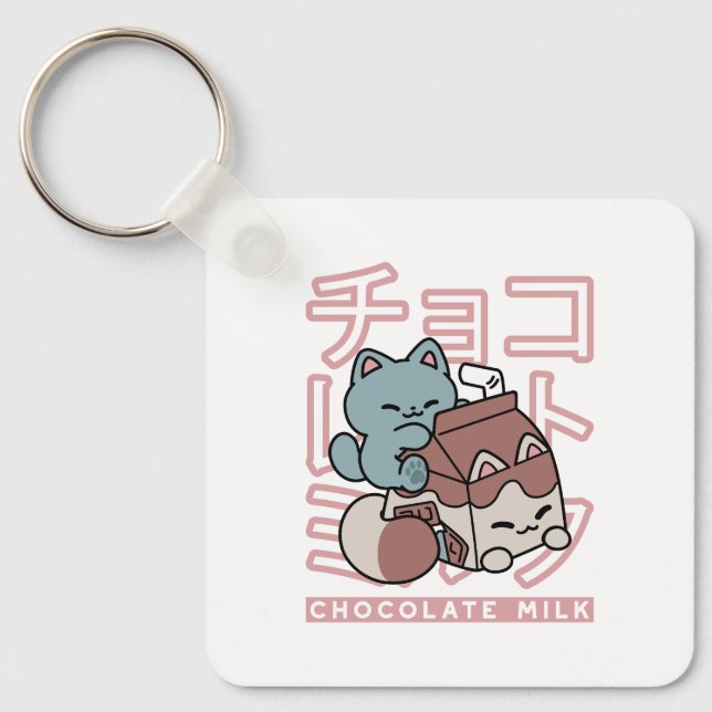 Chaveiro Gato Kawaii com Leite de Chocolate – Arte Pop Japo (Frente)