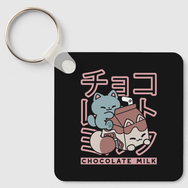 Chaveiro Gato Kawaii com Leite de Chocolate – Arte Pop Japo (Frente)