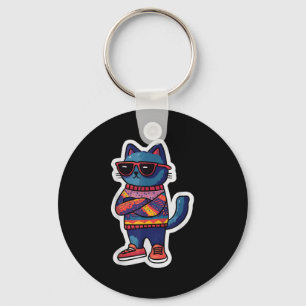 Chaveiro Gato legal Com Estilo Retroativo Estilo Engraçado