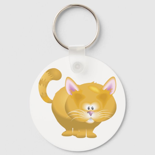 Chaveiro Gato Malhado Laranja Redondo Fofo (Frente)