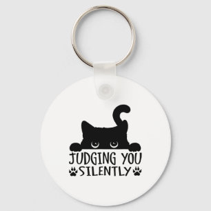 Chaveiro Gato Negro Engraçado A Julgá-Lo Gato Silenciosamen