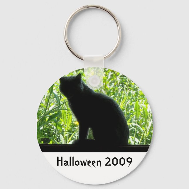 Chaveiro Gato Negro Feliz Halloween (Frente)