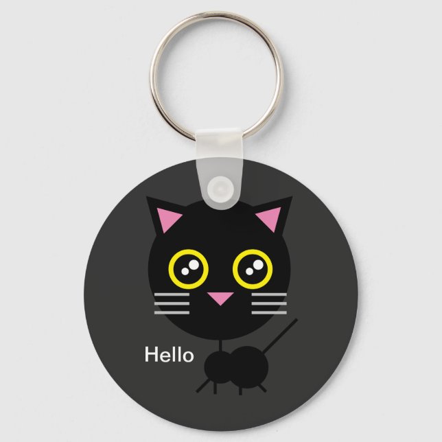Chaveiro Gato Negro Geométrico (Frente)