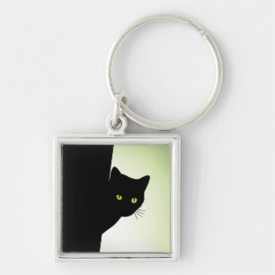 Chaveiro Gato Negro Olhado Verde