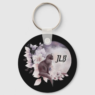 Chaveiro Gato Negro por uma Lua Mágica Cheia