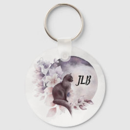 Chaveiro Gato Negro por uma Lua Mágica Cheia