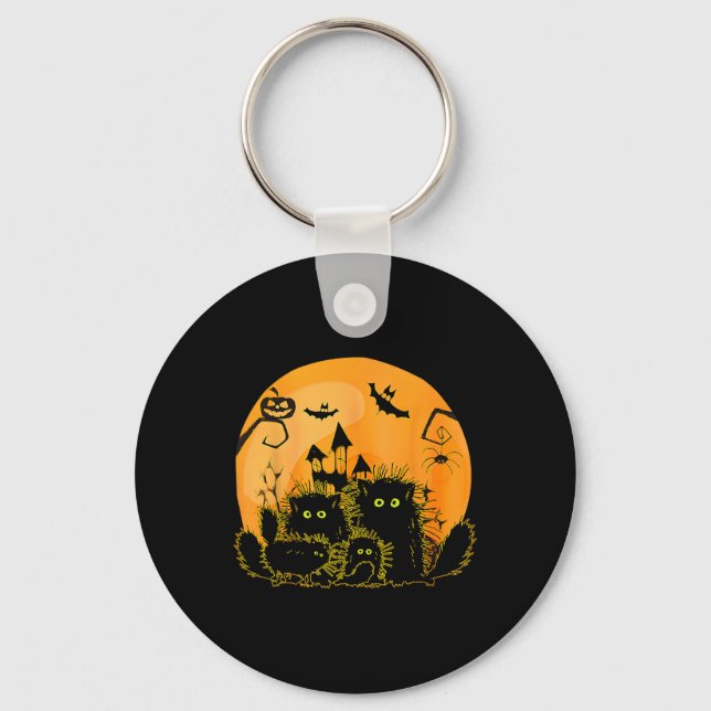 Chaveiro Gato Negro Pumpkin Lua Halloween Costume Gato (Frente)